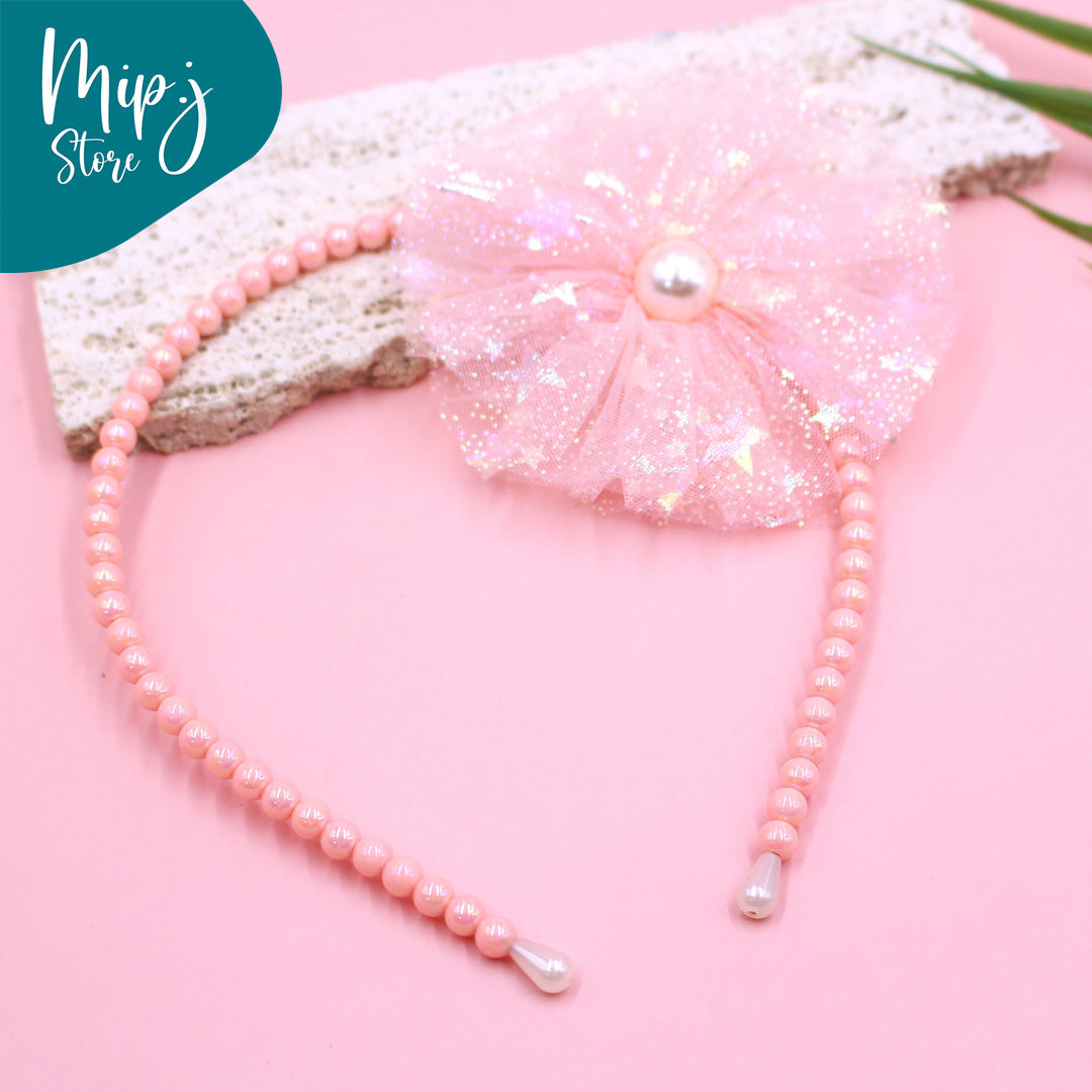 hairband shine pearl flower