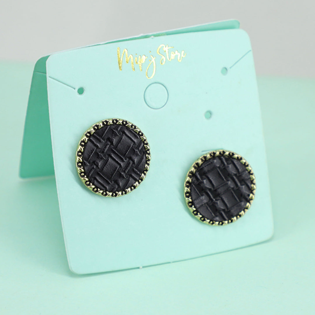 Leather Stitch tops earing with 925 silver tip hypoallergenic