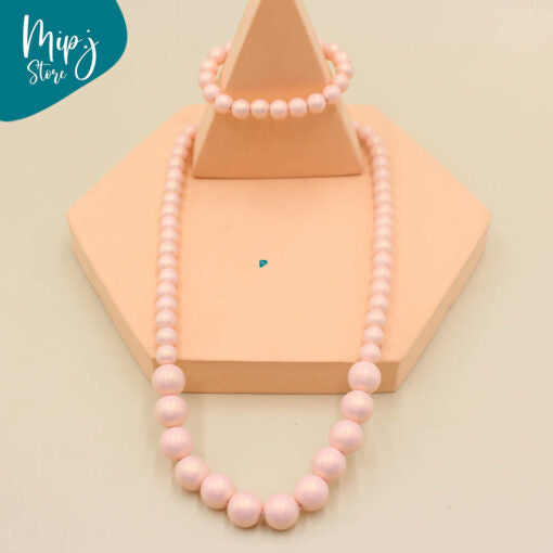 Shiny Pearl necklace and bracelet set