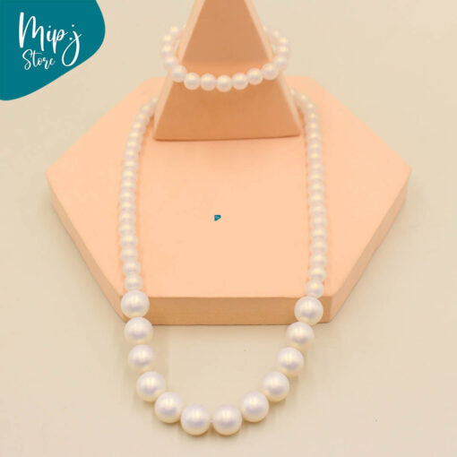 Shiny Pearl necklace and bracelet set