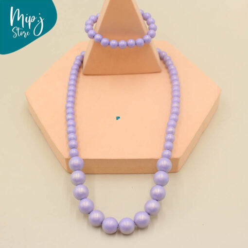 Shiny Pearl necklace and bracelet set