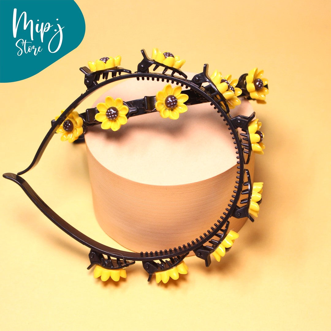 Sunny Sunflower Claw Clip Hairband – For Little Girls