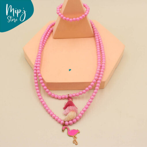 Tassel double necklace and bracelet set