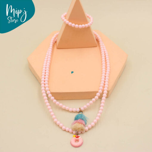 Tassel double necklace and bracelet set