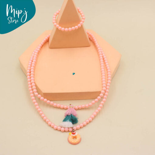 Tassel double necklace and bracelet set