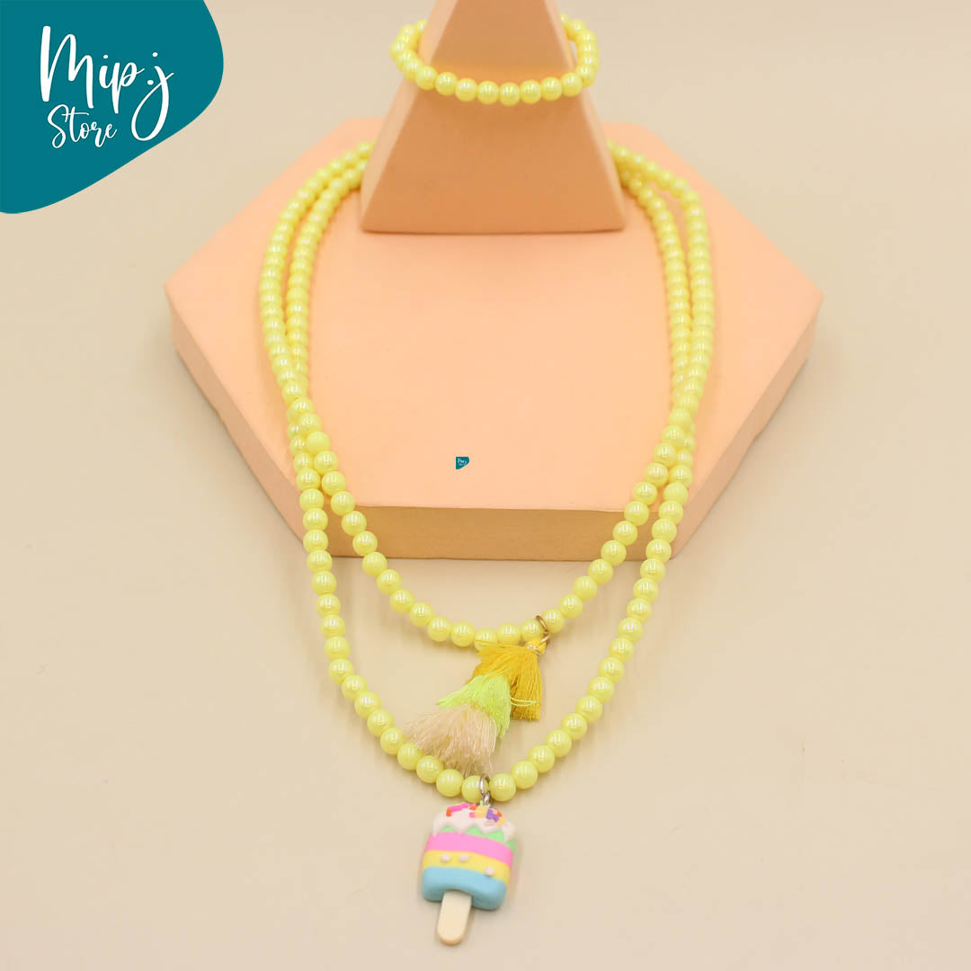 Tassel double necklace and bracelet set