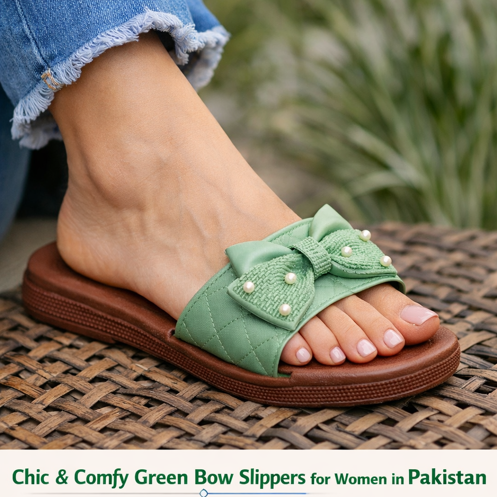 Rubber Bow Pearls Slippers Footwear for Adults