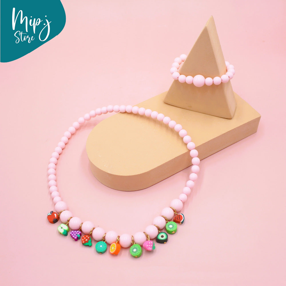 light pink baby necklace and bracelet set for kids in Pakistan
