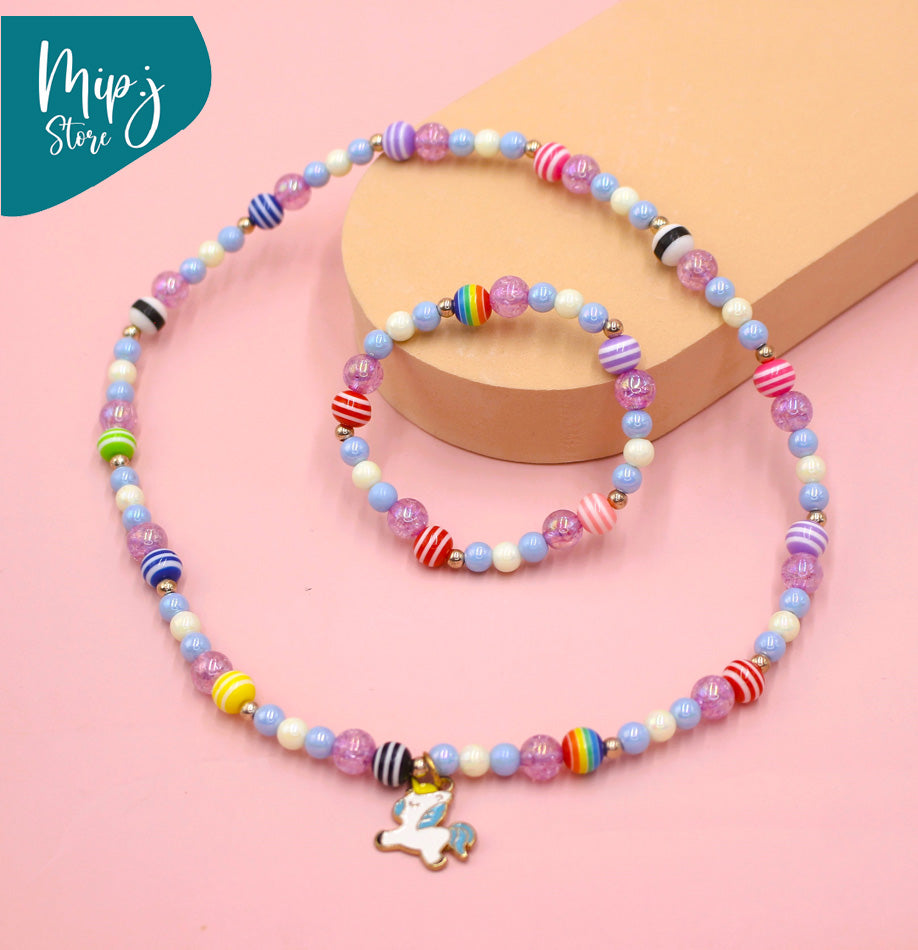 Disney unicorn necklace and bracelet set