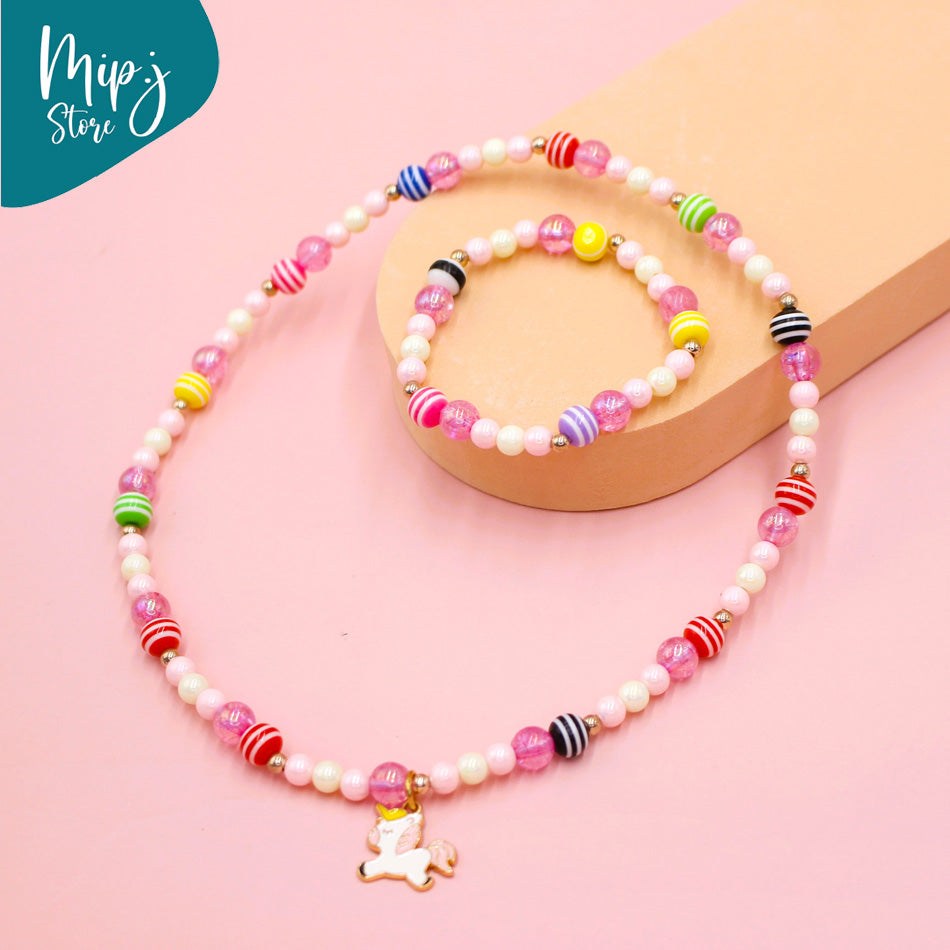 Disney unicorn necklace and bracelet set