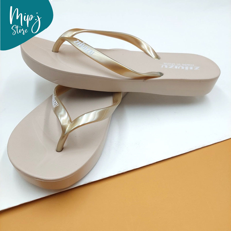 Flip flop plain golden for ladies