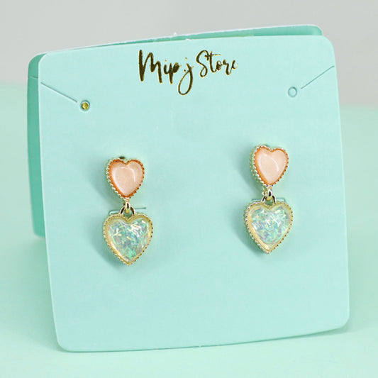 Glitter heart studs earing with Chandi tip