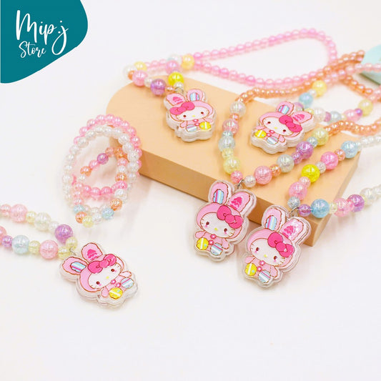 My melody glittery LED light necklace and bracelet set