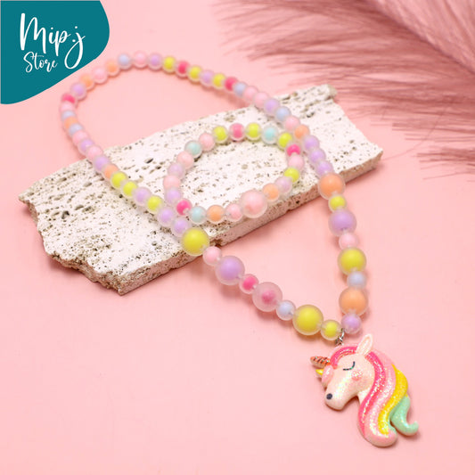 Rainbow unicorn jewellery set for little girls