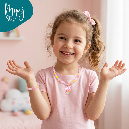 Rainbow unicorn jewellery set for little girls