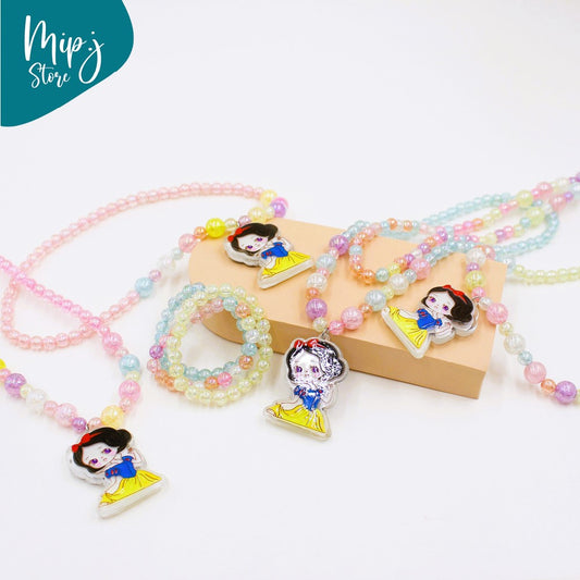 Snow white glittery led light necklace and bracelet set