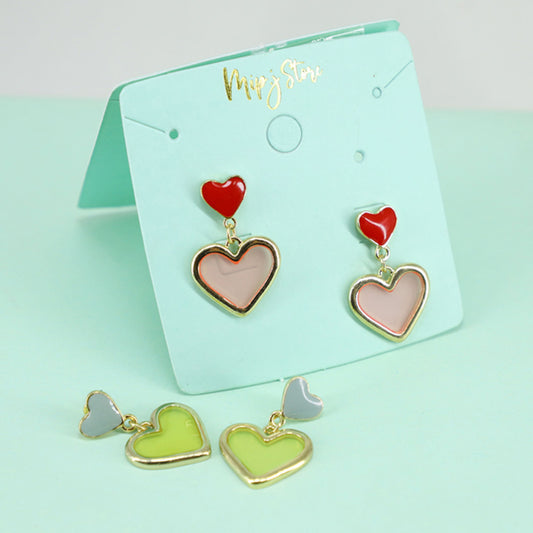 Trendy heart small earing with silver tip