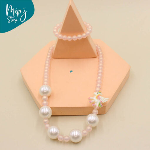 Unicorn Big Pearl  Bracelet & Necklace set