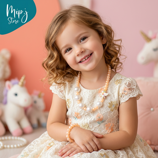 Unicorn Big Pearl  Bracelet & Necklace set