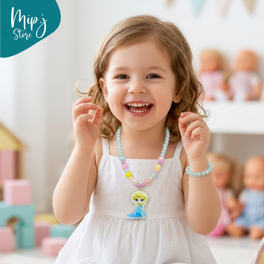 Elsa frozen glittery LED light necklace and bracelet set