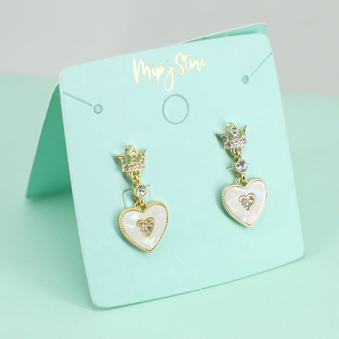 Heart crown earing with 925 silver tip