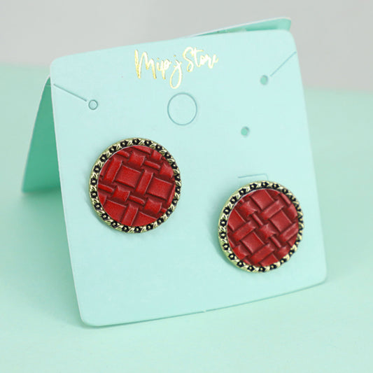 Leather Stitch tops earing with 925 silver tip hypoallergenic