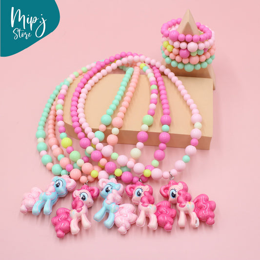 little pony tail LED necklace and bracelet set