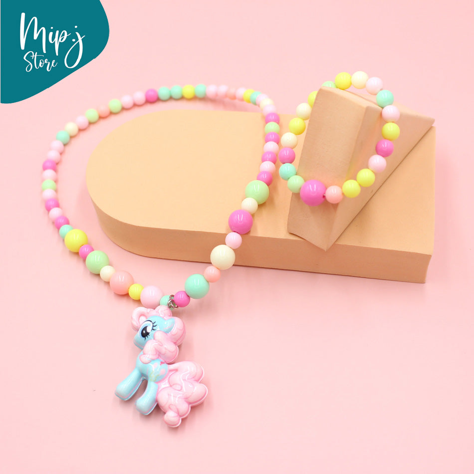 little pony tail LED necklace and bracelet set