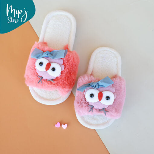 Owl fur slippers for kids