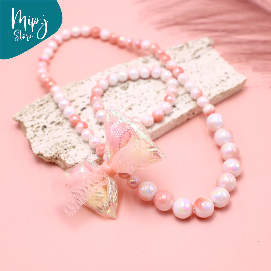 Princess Bow Necklace and Bracelet Jewelry Set