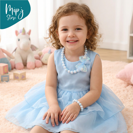 Princess Bow Necklace and Bracelet Jewelry Set