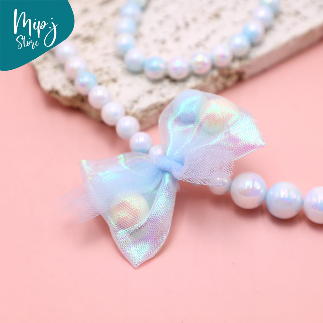 Princess Bow Necklace and Bracelet Jewelry Set