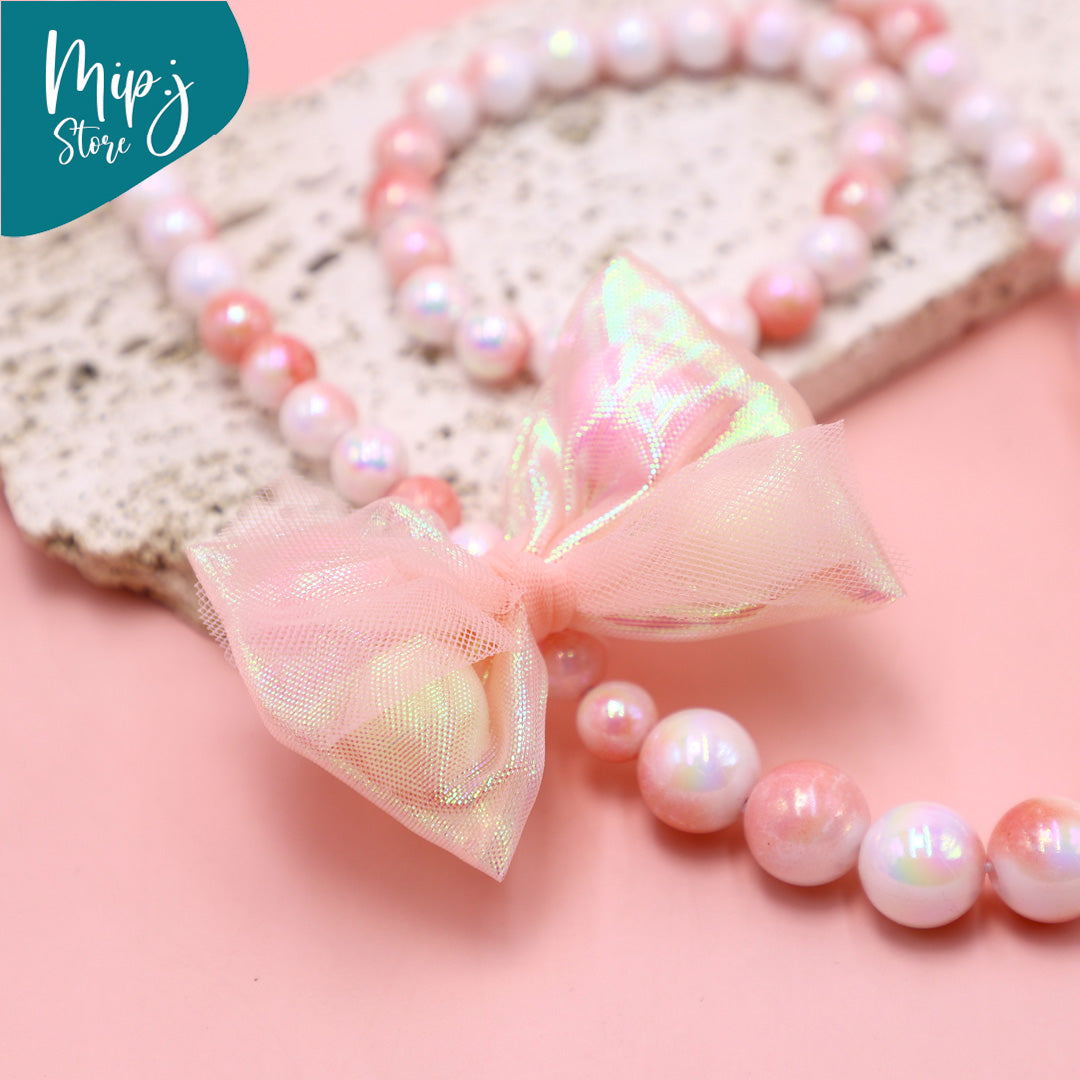Princess Bow Necklace and Bracelet Jewelry Set