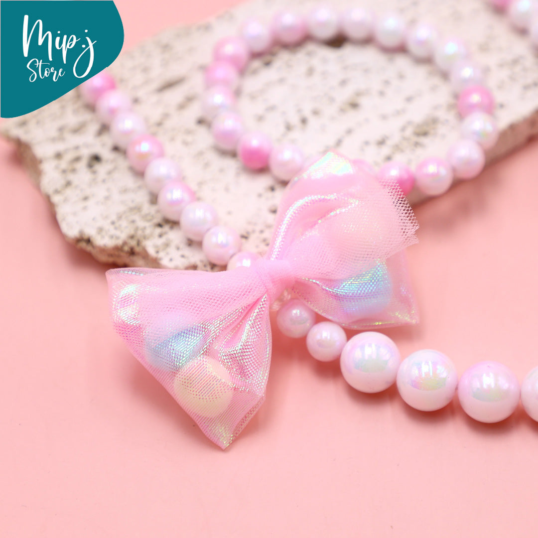 Princess Bow Necklace and Bracelet Jewelry Set