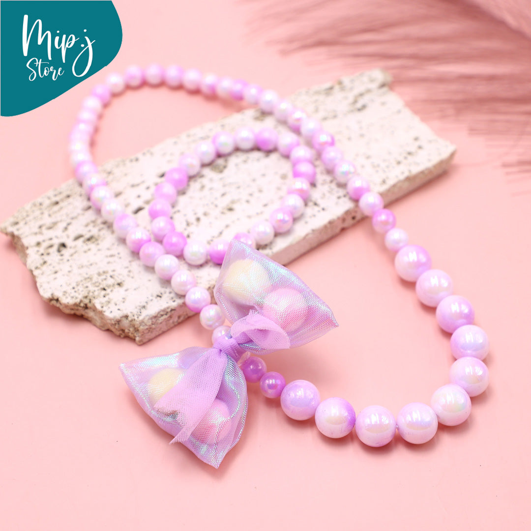 Princess Bow Necklace and Bracelet Jewelry Set