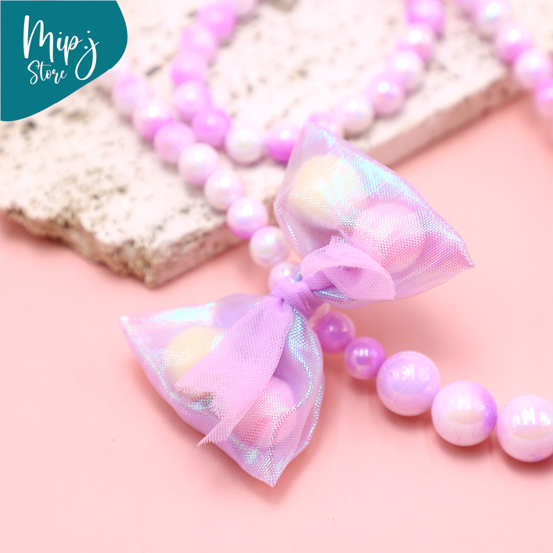 Princess Bow Necklace and Bracelet Jewelry Set
