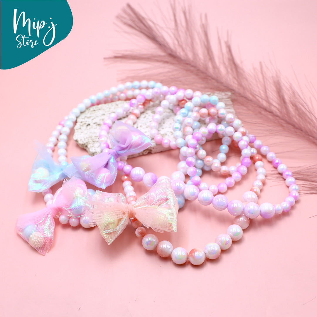 Princess Bow Necklace and Bracelet Jewelry Set