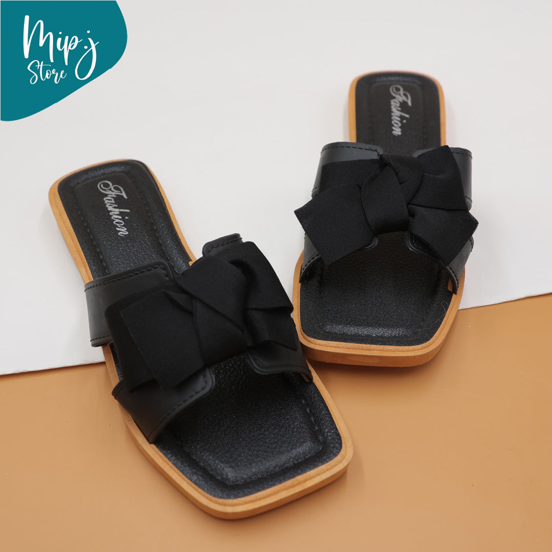 Silk bow ladies slippers