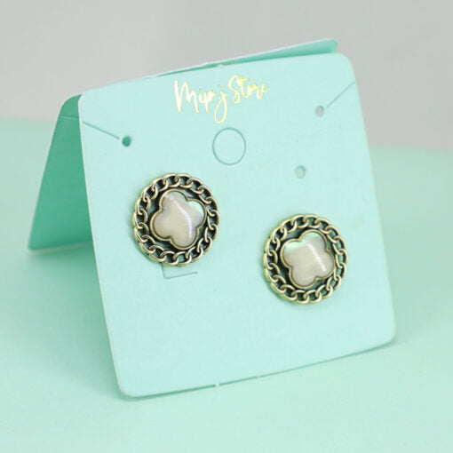 Vintage Clover Chain Studs With 925 Silver Tip